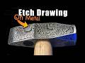 Viking Hammer "Etch Drawing On Metal" Use Lineman's Straight Peen Hammer for Blacksmithing & Forging