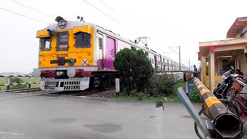 Stormy Speedy Colourful EMU Local Trains Furiously Skip Between Railgate Quickly | Eastern Railways