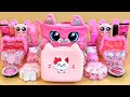 ASMR Slime 💗😻💤 Mixing ”Pink CAT” makeup, Eyeshadow, glitter into slime. Satisfying slime video.