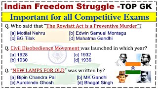  Best 100 Indian Freedom Movement Mcqs  Part1  Modern History  Must Watch  gkcentral 