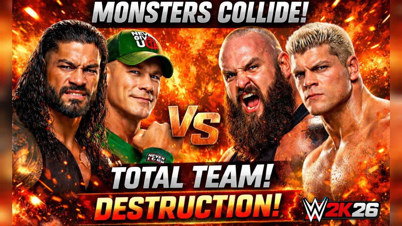 Roman Reigns & John Cena vs Braun & Cody – TOTAL DESTRUCTION! 🔥