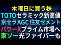 【あすの株相場】5月5日(木) TOTO半導体向けセラミック好調、京セラ・住友大阪セメントなども / パワーエックス市場変更プライムへ / 東ソー光ケーブルで協力 / 地盤ネット、〇〇〇さんが買い