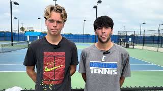 EFSC menβs tennis players Johan Mottlau and Pablo Garcia