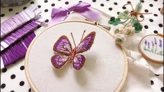 刺繍☆立体な蝶＊butterfly embroidery
