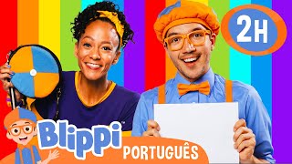 Blippi e Meekah Aprendem Cores e Formas! | 2 HORAS DO BLIPPI! | Vídeos Educativos em Português