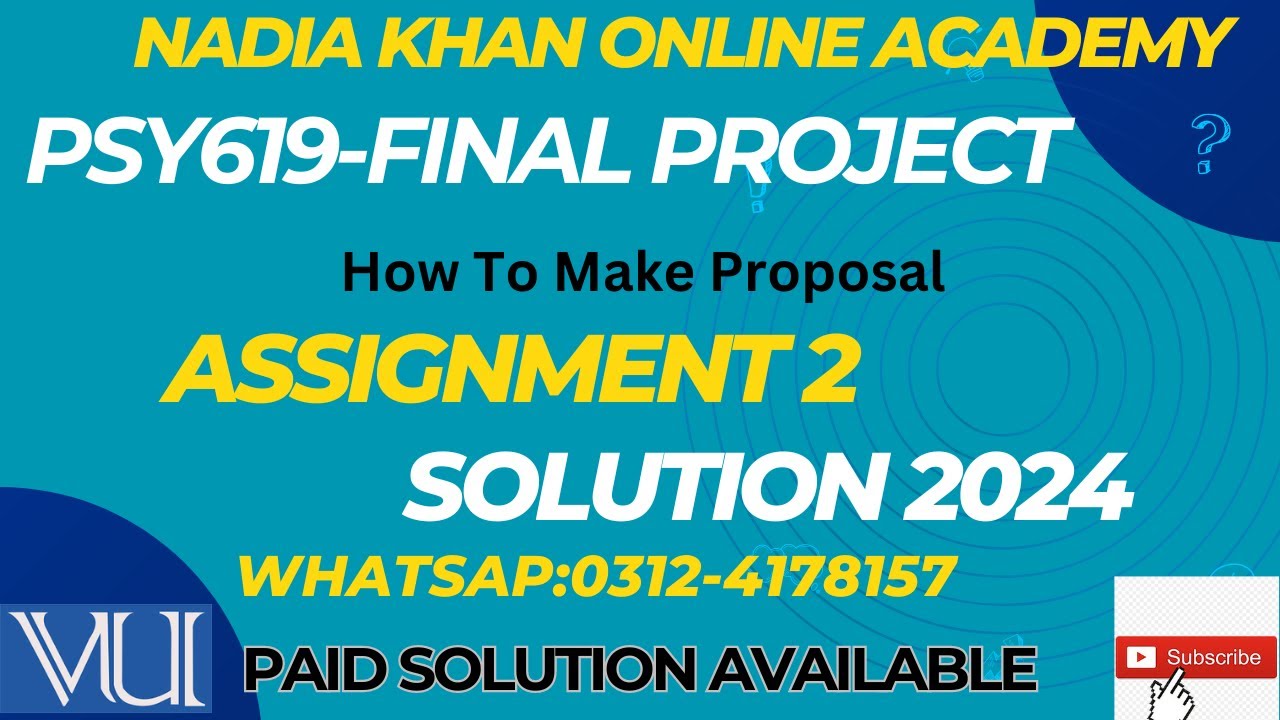PSY619 Final project assignment 2 solution2024 │How to make proposal ...