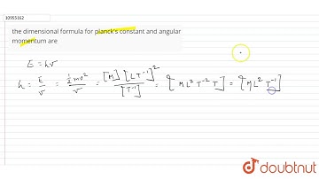 the dimensional formula for planck\