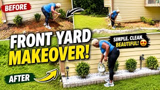 FRONT YARD MAKEOVER ON A BUDGET! | Easy DIY Landscaping Transformation #homedecor #housetohome #fyp