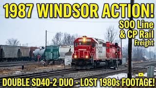 Soo Line 6608 & CP Rail 5528: SD40-2 Mixed Freight in Windsor (1987)