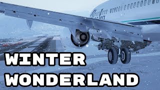 Prepar3D V4 | Snowfall Landing at ORBX Juneau | PMDG 737 | Track IR screenshot 2