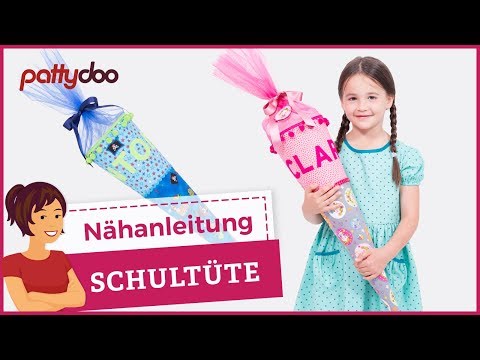 Schultüte aus Stoff mit Applikationen nähen - Tutorial & Freebie