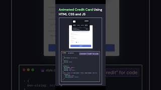 Animated Credit Card Using HTML CSS & JavaScript 💳✨ | #shorts #coding