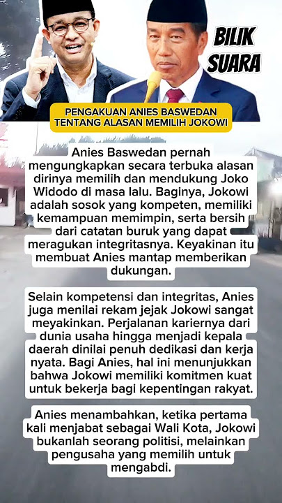 Gempar ternyata Anies Dulunya Lebih Memilih Pak Jokowi.. #shortsviral #jokowi #aniesbaswedan #fyp