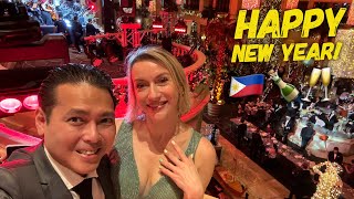 Happy New Year 2024! Epic New Year's Eve Gala Ball Countdown Peninsula Manila Philippines Party 4K