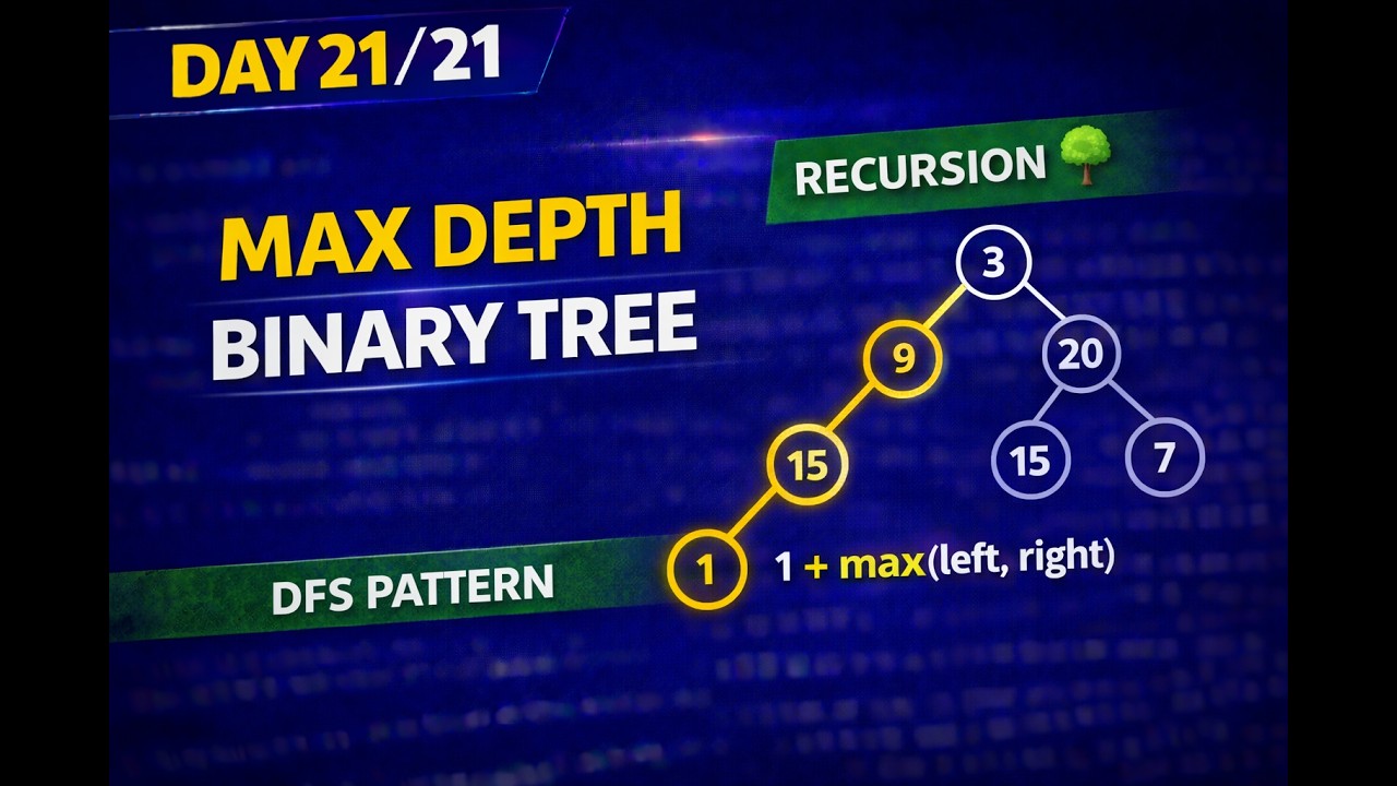 Day 21/21 – Maximum Depth of Binary Tree | Recursion Mastery - YouTube