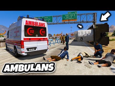 Ambulans Arabalar ile Tren Kazasındaki Yolcuları Taşıyoruz - GTA 5