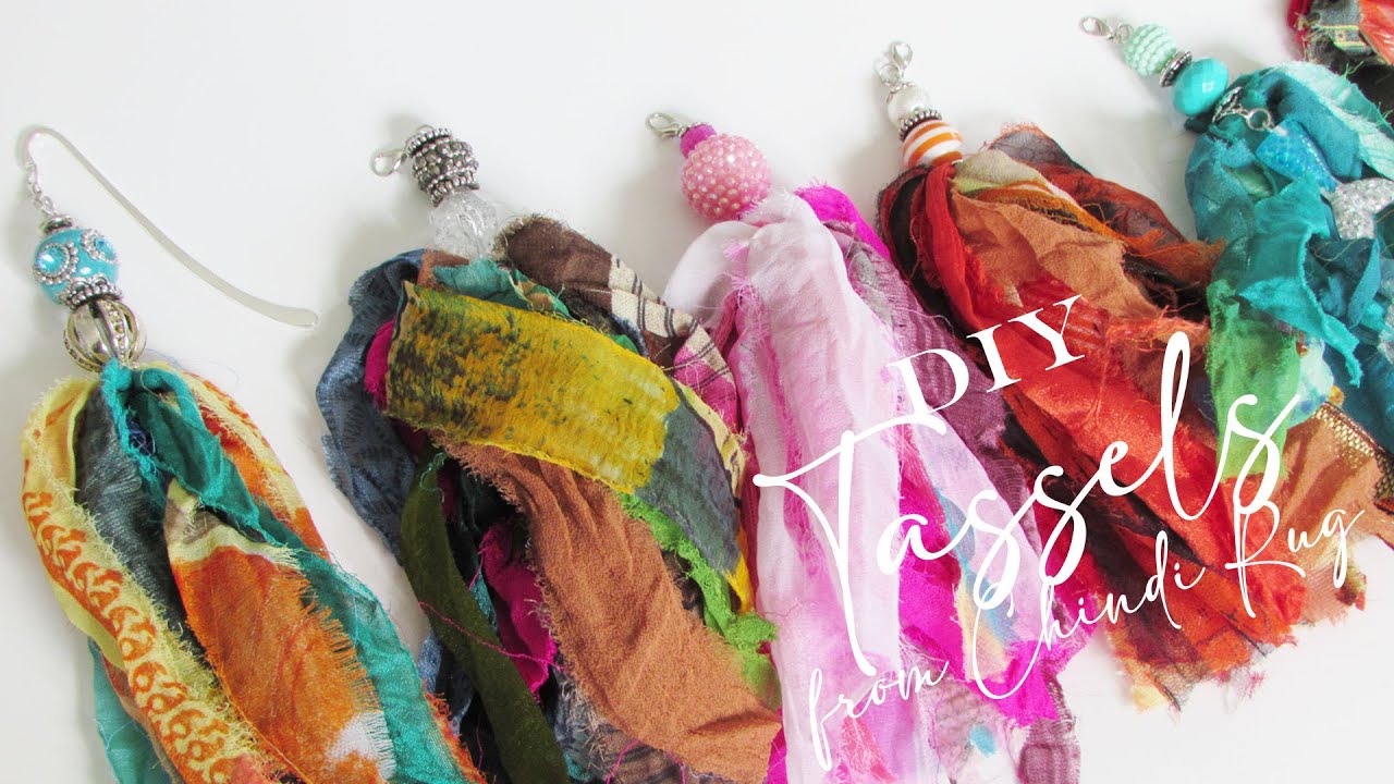 DIY Boho Tassels from Chindi Rug - Bookmark, Keyring. Junk Journals & Traveler's Notebook
