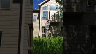 How to clean high up windows on a house with bird splatter! screenshot 1