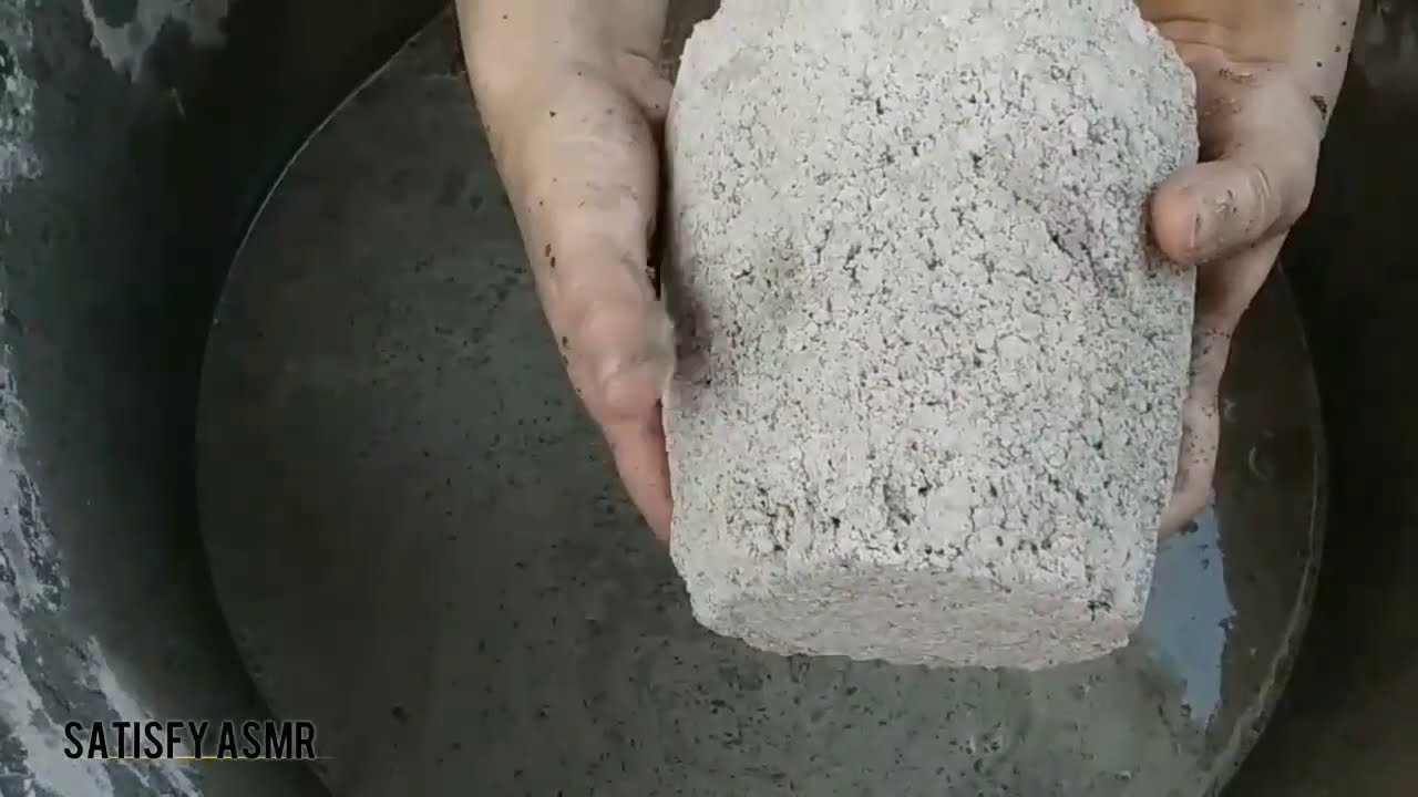 Asmr dusty and gritty cement cylinder crumbling in water 💦 dry