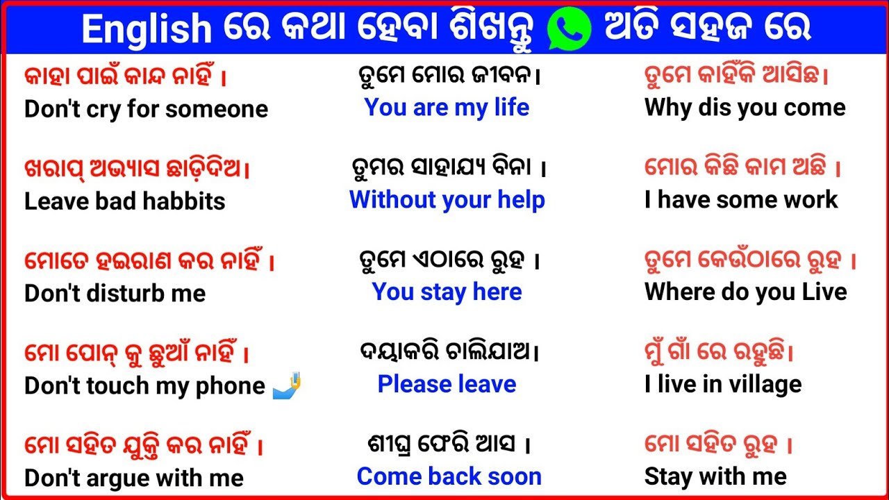 Speak English Confidently | Daily Use Sentences in Odia || Odisha Education Point 