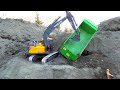 RC TRUCK STUCKING// TIP OVER RC TRUCK// RESCUE MISSION BY RC DIGGER// VOLVO EC 160// MB AROCS// MAN