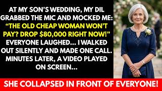 At my son’s wedding, my DIL grabbed the mic and mocked me: “The old cheap woman won’t pay?