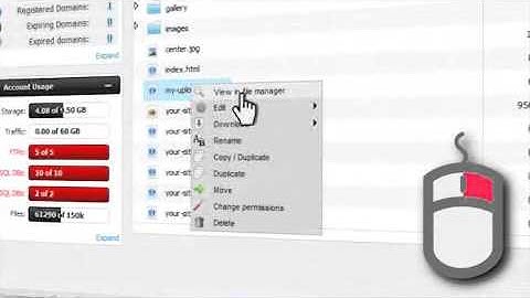 File Manager control panel features