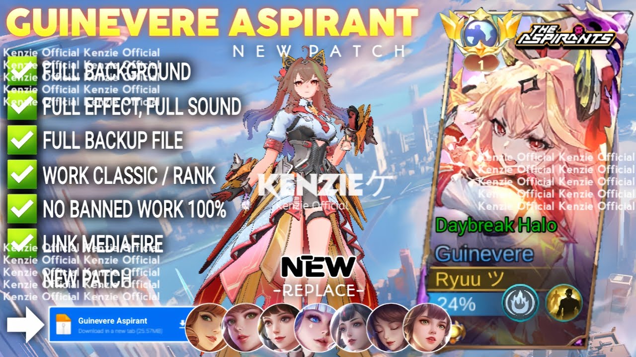 Script Skin Guinevere Aspirant - Daybreak Halo No Password | Full Effect Voice | Patch Terbaru