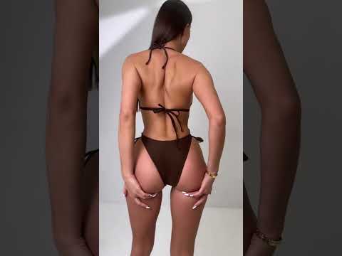 Роздільний жіночий купальник із зав'язками COCOA коричневий, видео 1