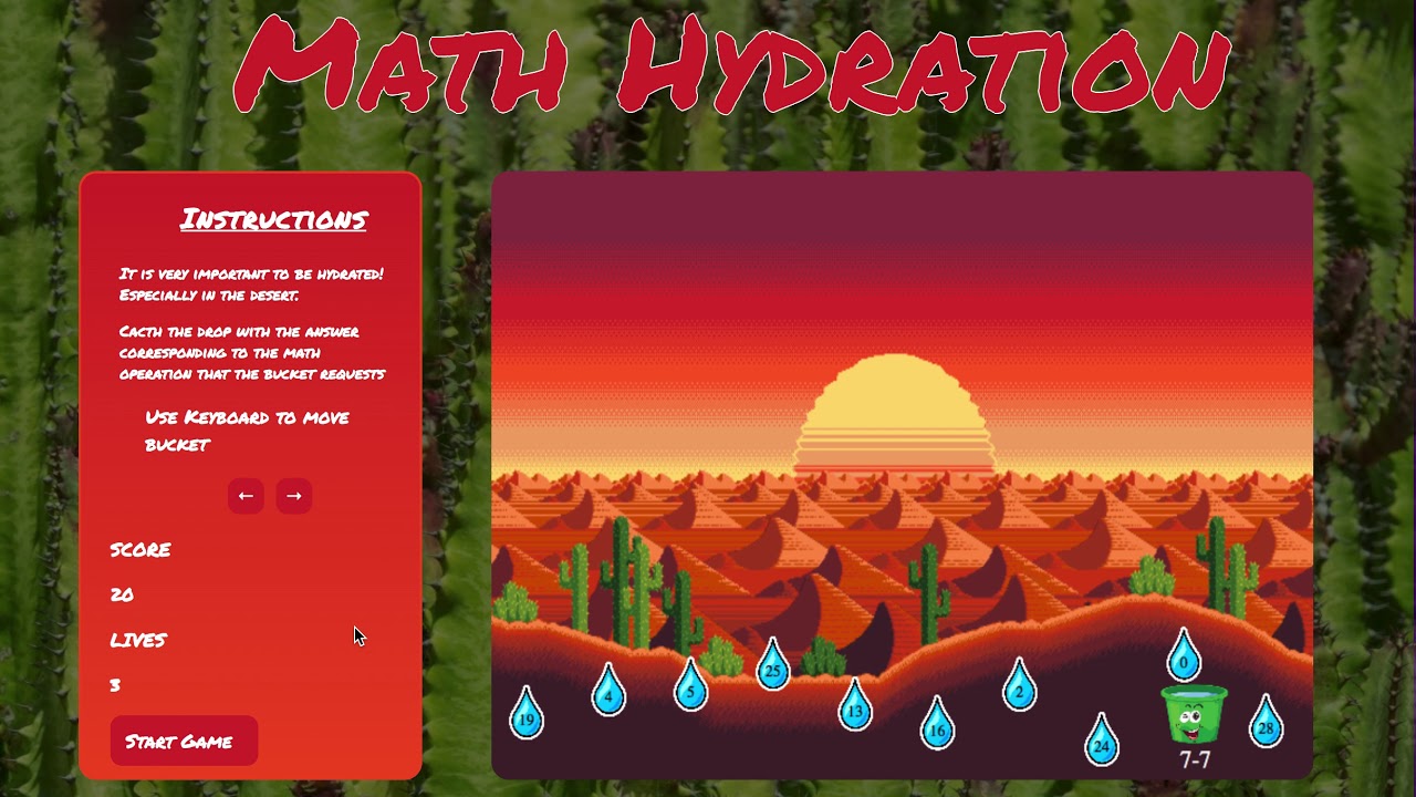 Water Math Game math hydration video game video (Web development project) - YouTube