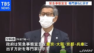 緊急事態宣言、専門家らに示す 東京・大阪・京都・兵庫