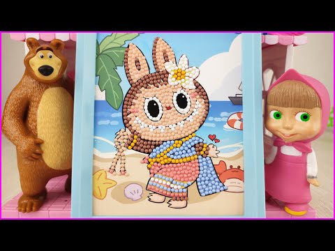 Кеша подарил Маше Алмазную мозаику! Мультики с игрушками Маша и Медведь и Ми-ми-мишки