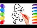 How To Draw cute duck Drawing, Painting &amp; Coloring For Kids and Toddlers_ Child Art 🐋🌈🎨