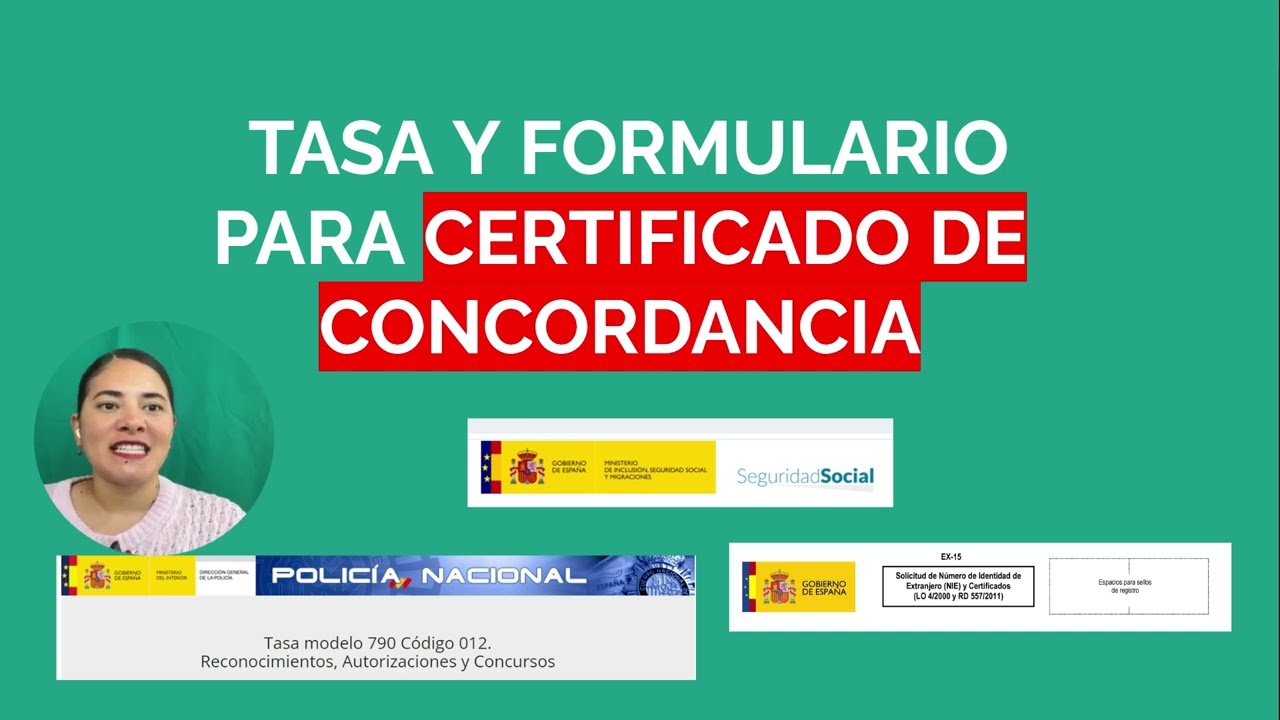Certificado de concordancia *cambio de NIE a DNI para presentar a diversas administraciones