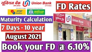 Union Bank Of India FD Rates August 2021||Fixed deposit||Newly Revised||Effective from August 2021