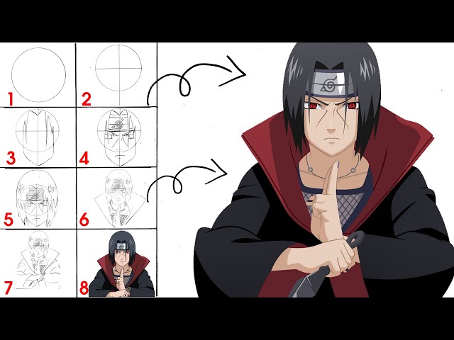 How to draw Itachi Uchiha  Step by step Drawing tutorials