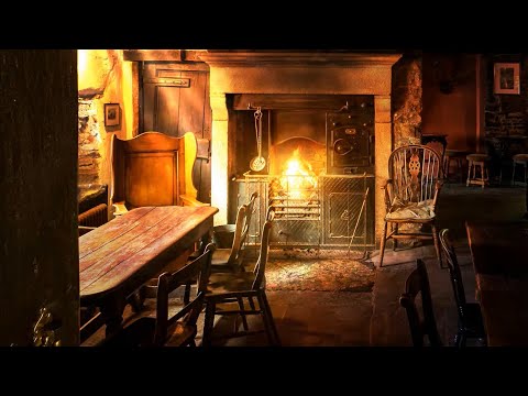 Ambience/ASMR: Cozy Victorian Pub (Tavern/Alehouse/Inn) with Fireplace/Wood-Burning Stove, 4 Hours