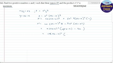 XIIAODQ142 _ Find two positive numbers x and y such that their sum is 35 and the product