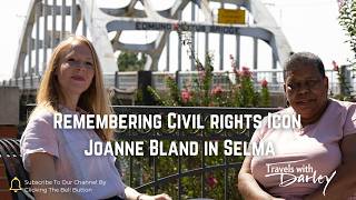Remembering a Civil Rights Icon: Joanne Bland Interview Selma, Alabama
Joanne Bland was a Civil Rights icon. In remembrance, we wanted to share the interview Joanne did with Darley Newman at the foot of the Edmund Pettus Bridge in Selma, Alabama. Joanne was a courageous trailblazer. She marched in the Selma to Montgomery March and later went on to share her story many times as a tour guide in Selma, Alabama. Her story, should be remembered. Its living history.
We filmed this segment during COVID in Alabama, as part of two half hours of Travels with Darley charting destinations travelers can visit along Alabamas Civil Rights Trail. Darley sought out specifically women who lived through the movement. Many were child foot soldiers, like Doris Crenshaw, who slept on Rosa Parks couch as a child and campaigned for Civil Rights, participating at the age of only 12 years old in the Montgomery Bus Boycott. Their stories are remarkable.
During the 1950s and 60s, Alabama was a hotbed of activity surrounding the Civil Rights movement. Selma, Birmingham and Montgomery took the world’s stage and came into national and international homes following bombings and brutal attacks at churches, homes, bridges and beyond. Selma was the site of much social justice activity and tragedy.
On March 7, 1965, hundreds of civil rights marchers tried to travel out of Selma on U.S. Highway 80 over the Edmund Pettus Bridge. They were peacefully marching for voting rights with civil rights activist John Lewis as one of their leaders. At the bridge, state troopers and a posse of lawmen were waiting to stop them. Joanne Bland was a child at the time and shares the story of her experience on Bloody Sunday and growing up in Selma.
Thank you, Joanne Bland.
For more on how you can travel Alabamas Civil Rights Trail, visit these resources:https://www.darley-newman.com/blog/top-tour-guides-alabamas-civil-rights-trail?rq=civil%20rights%20tr https://www.darley-newman.com/blog/alabamas-civil-rights-trail-sites-in-montgomery-selma-and-birmingham?rq=civil%20rights%20tr
Subscribe for more travel and history. Remembering a Civil Rights Icon: Joanne Bland Interview Selma, Alabama