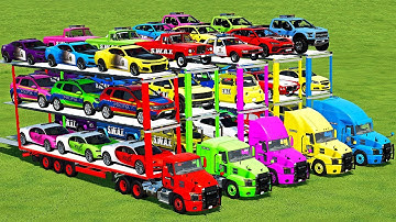 OVERSIZED TREE CARS TRANSPORT WITH TREE LEVEL TRAILERS & MACK TRUCKS! Farming Simulator 22