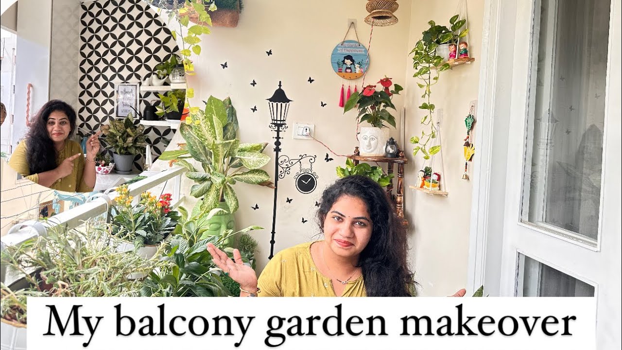 ఒక్క balcony నీ రెండు రకాలుగా మార్చేసా |my balcony garden tour and makeover #balconygarden