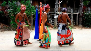 Dayak village in the middle of Kalimantan (Borneo), Indonesia. Traditional dance and music video.