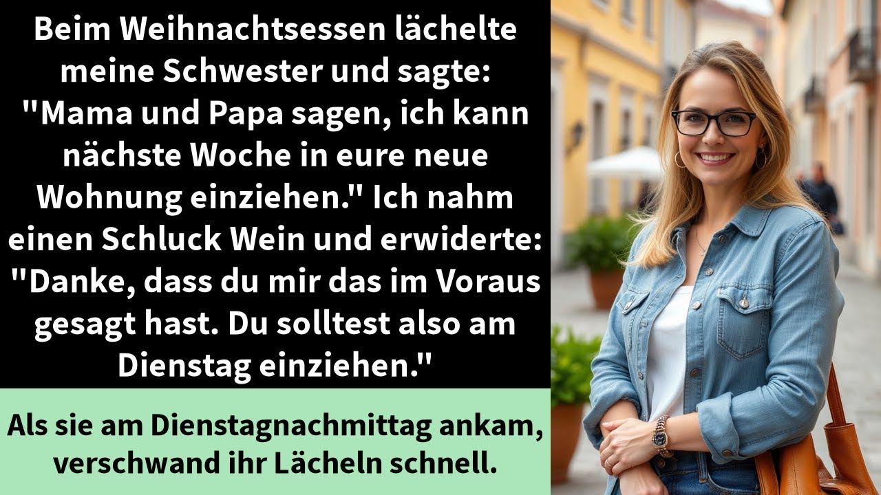 Beim Weihnachtsessen lächelte meine Schwester und sagte: 