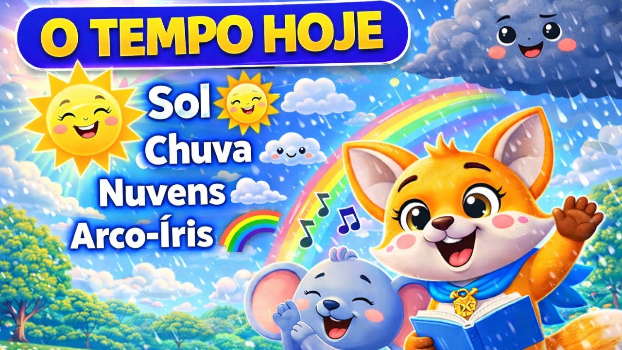 O Tempo Hoje 🌦️ | Sol, Chuva, Nuvens e Arco-Íris 🌈 | Música Infantil com a Fafá