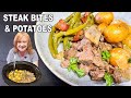 Slow Cooker BUTTERY GARLIC STEAK BITES &amp; Potatoes in the Crockpot