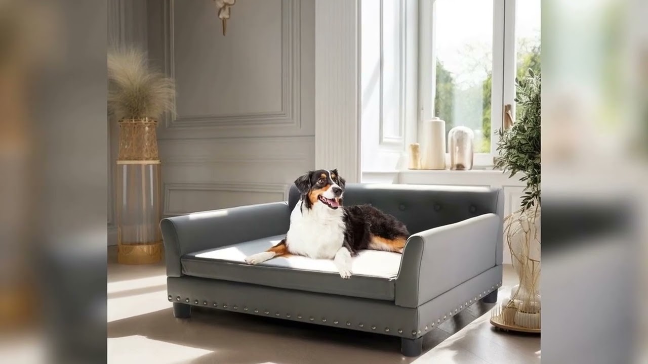 A must-have product! Elevated Dog Bed Sofa Microfiber Leather Cover Luxurious Extra Large Pet Snug