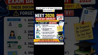 NEET 2026 Exam Day Checklist 🚨Mandatory Documents | No Entry If Missing 😱 #neet2026 #neetug #medical