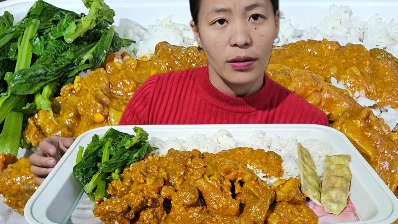 Spicy Mutton Curry | Yonchak | Boil Leaves | Naga Mukbang 