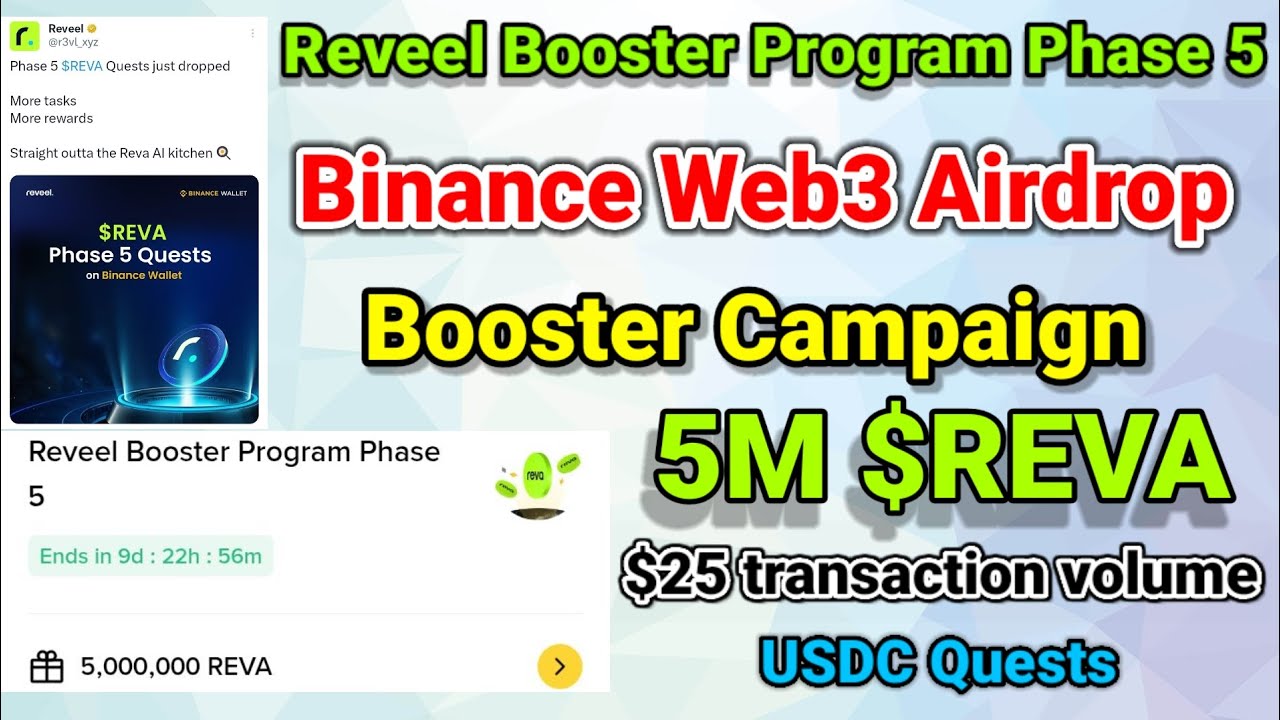 Reveel Booster Program Phase 5 $25 in Transaction Volume Binance Web3 Booster Campaign 5M REVA 