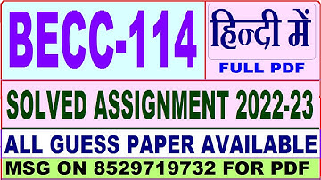 becc 114 solved assignment 2022-23 / becc 114 solved assignment in Hindi / ignou ba economics